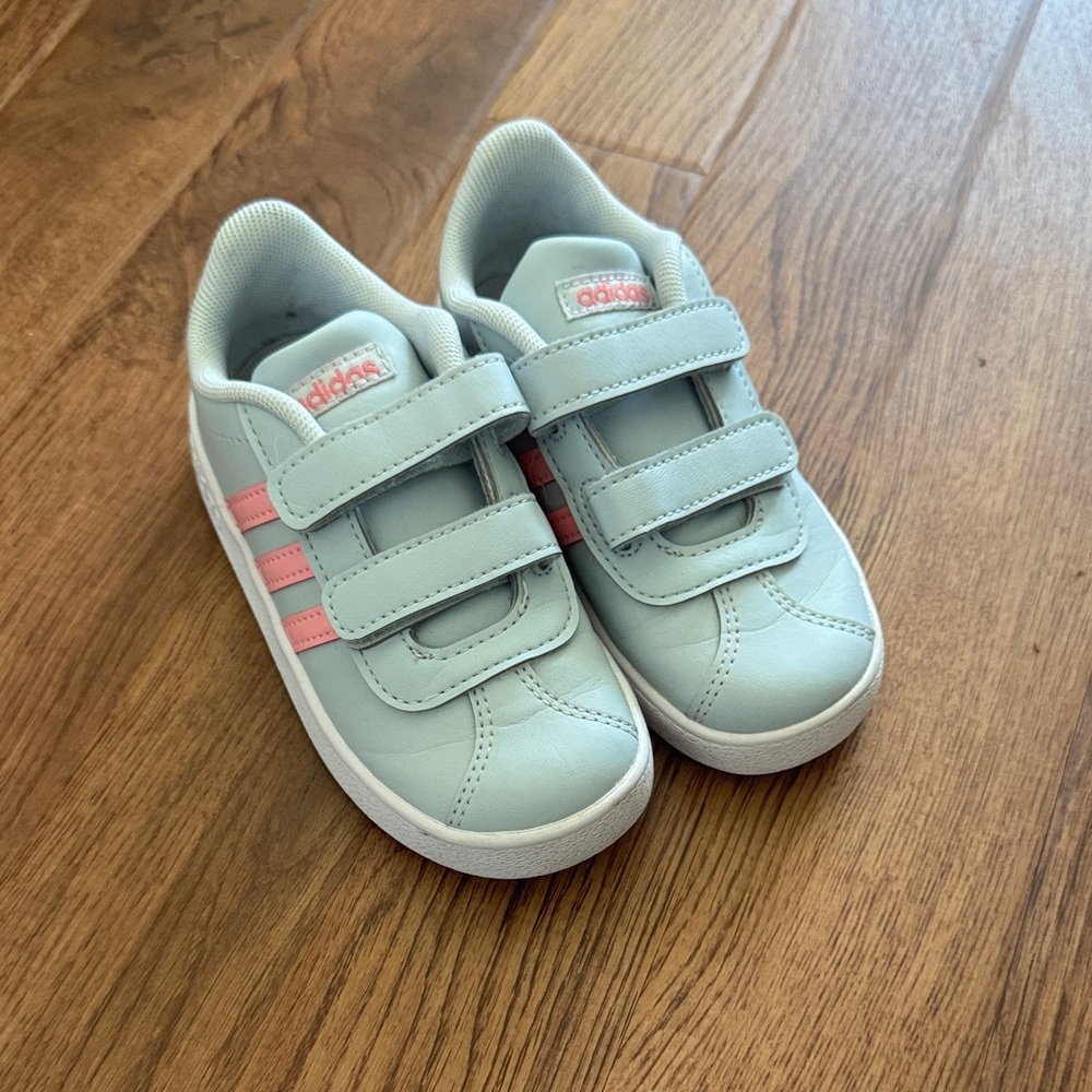 adidas Kids Mint and Pink Velcro Sneakers Size 9